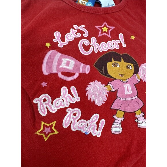 Vintage Dora The Explorer Long Sleeve TShirt Girls Size 6 Nick Jr Cheerleading - Picture 4 of 8